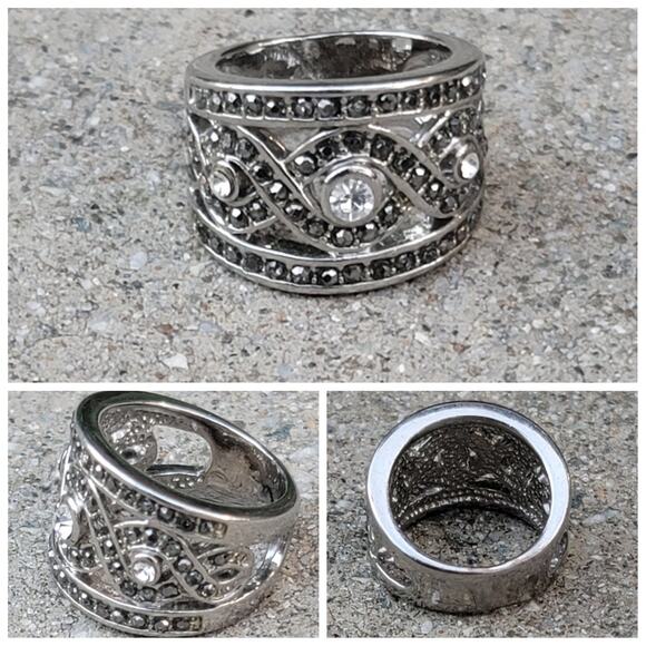 no brand Jewelry - Silver Tone Gemstone Ring Infinity Sign